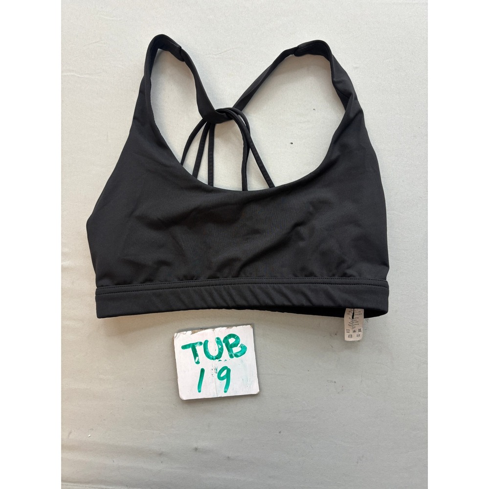Gymshark Womens Black Strappy Back Sports Bra Size S Scoop Neck Activewear